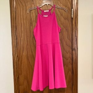 Juniors Hot Pink Halter Dress